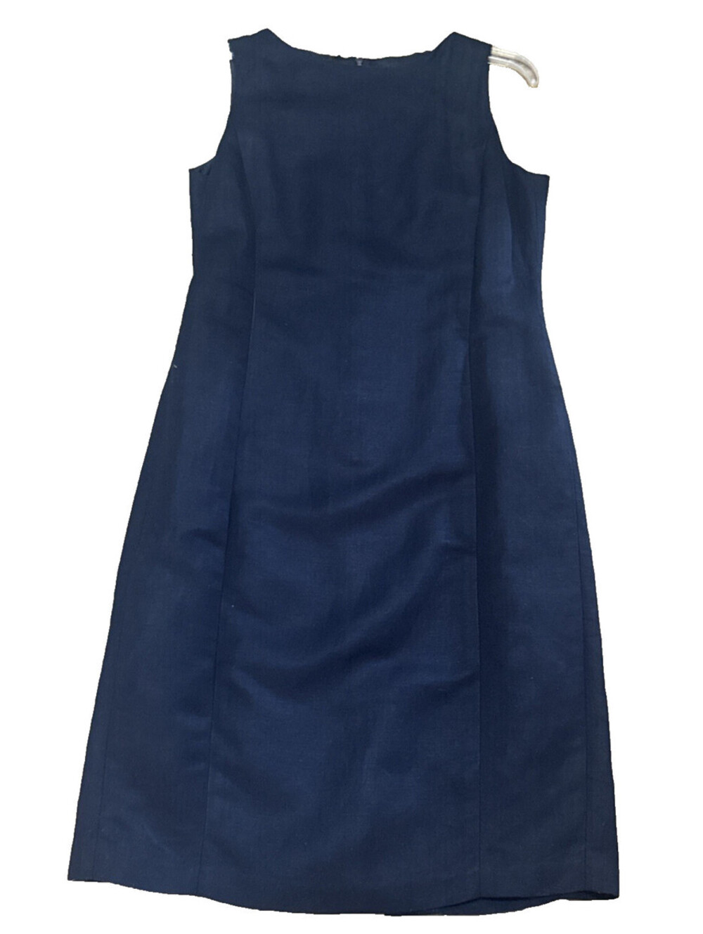 Vtg 70s Liz Claiborne 6 Navy Linen Blend Sleeveless Shift Dress Coastal Nautical